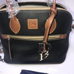 Dooney & Bourke Womens BPEBC1954 Black Detachable Strap Domed Satchel Bag